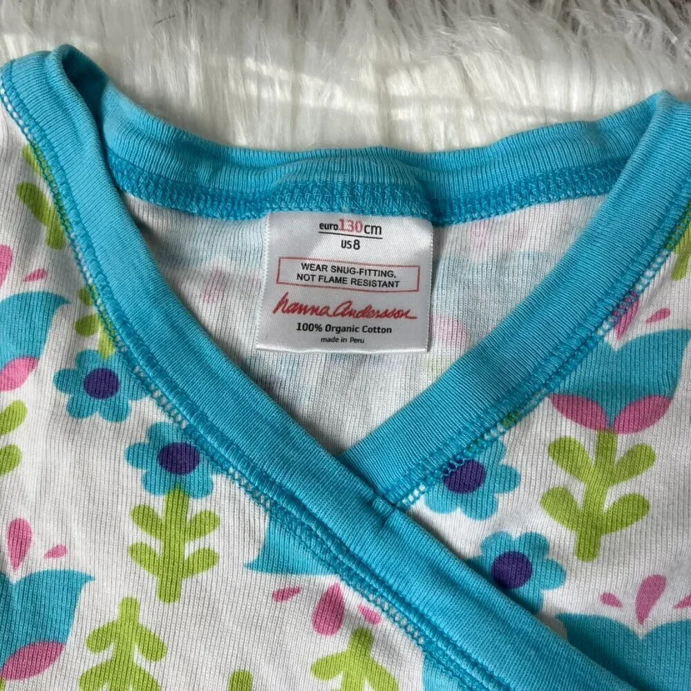 Hanna Andersson Flower Print Pajama Set Girls 8